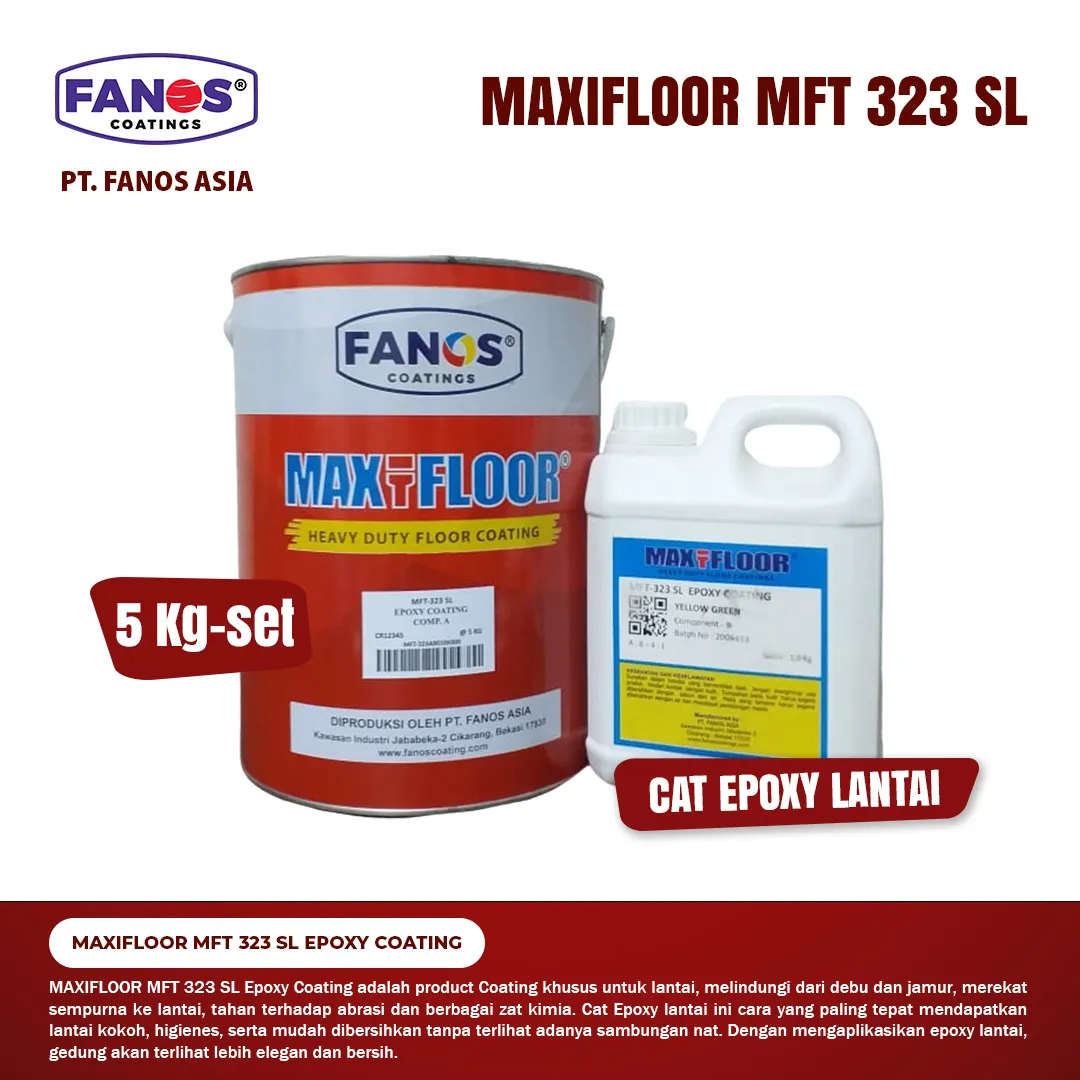 Maxifloor MFT-323 SL Epoxy coating self leveling yang tahan abrasi, higienis, dan hasil akhir yang seamless.